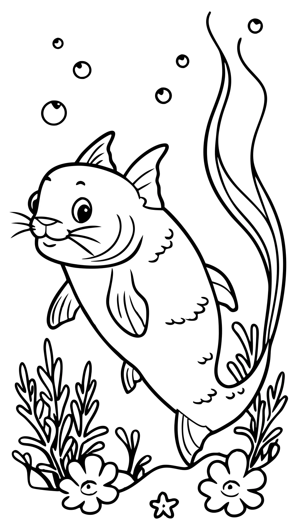 coloriage de poisson-chat